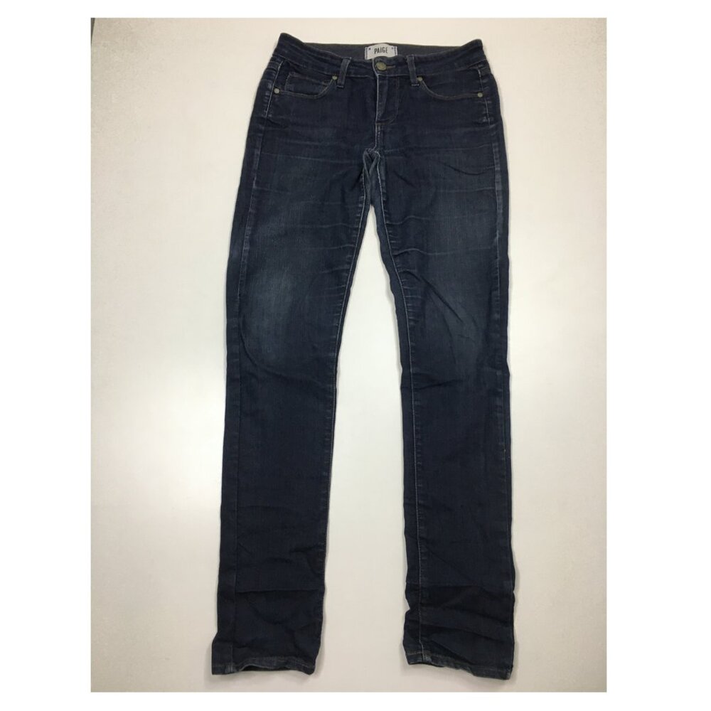 PAIGE Premiuim Denim Twilight Skyline Skinny 5 Pocket Logo Hardware Jeans